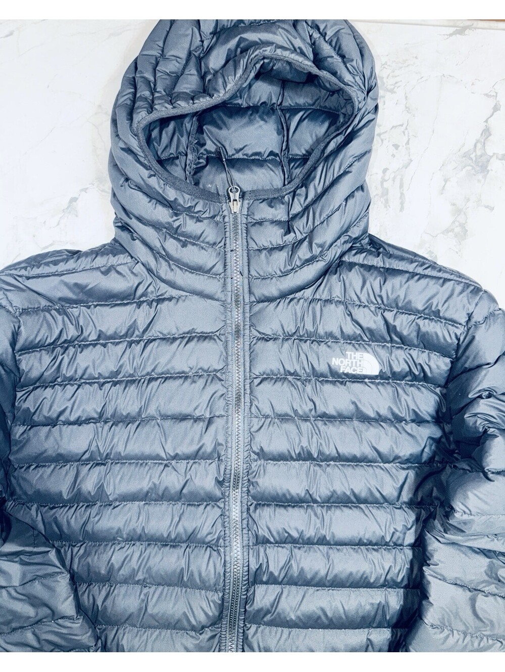 The North Face Mens XL Stretch Down Hoodie Black 700 Fill Puffer NF0A3Y55